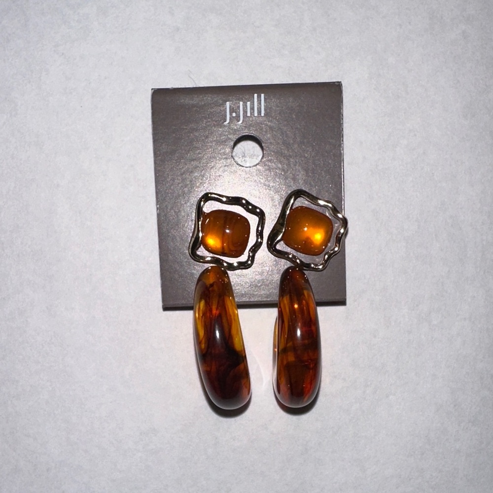 J. Jill Amber and Gold Hoop Earrings